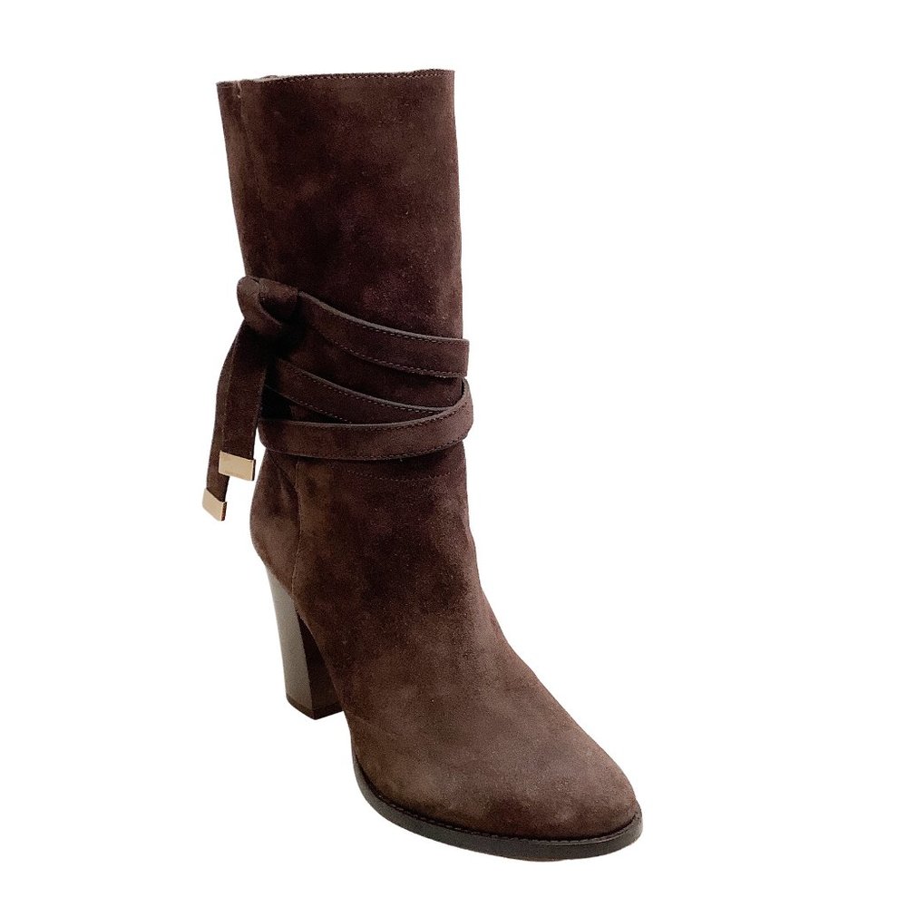 Jimmy Choo Chocolate Brown Suede Tie Detail Ankle Boots/Booties